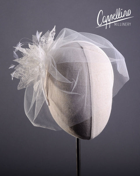 Simple Bridal Tulle Blusher Veil Comb - Cappellino Millinery